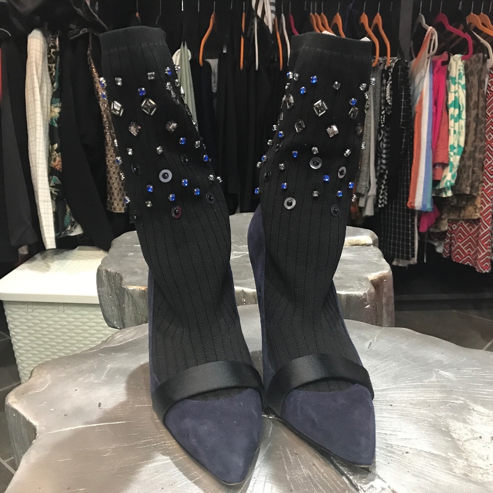 Zara suede sock shoes with embellishments